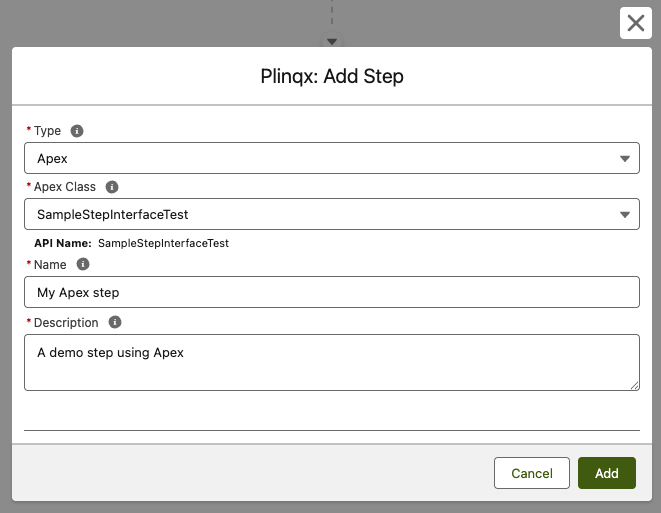 Step Configuration Form